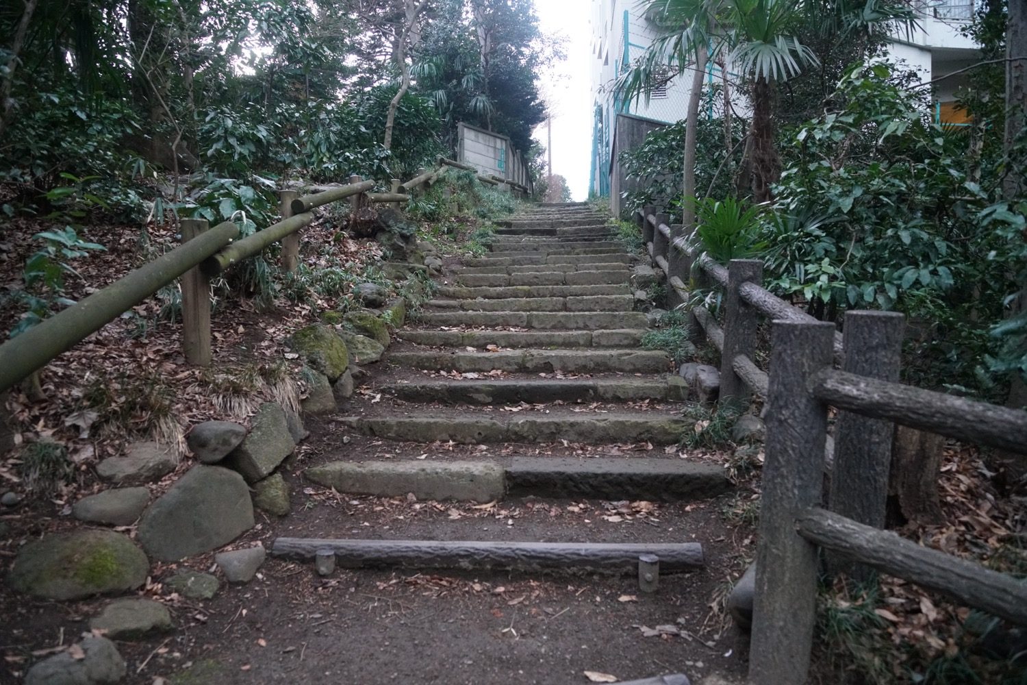 味のある急な土階段