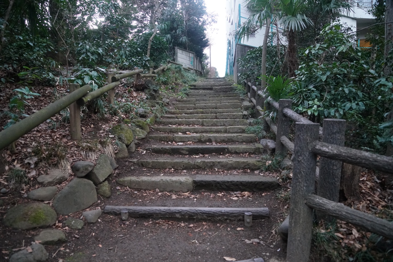 味のある急な土階段
