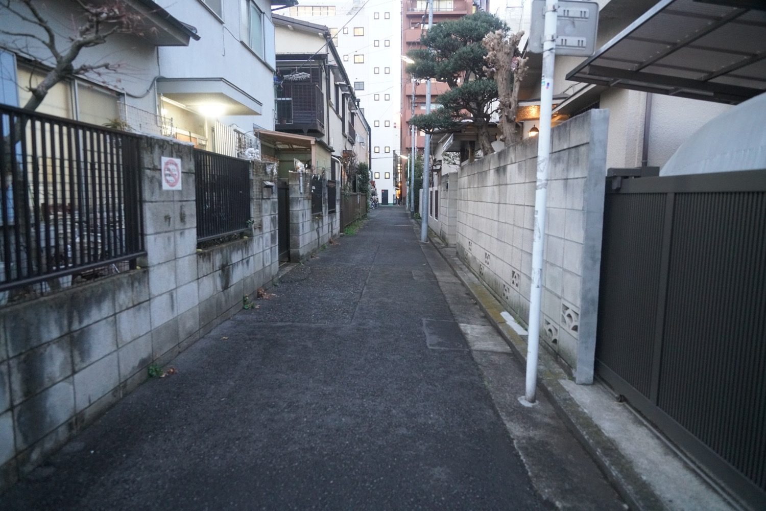 駅から公園までのメイン通りの脇道たちは週末でも人が少ない