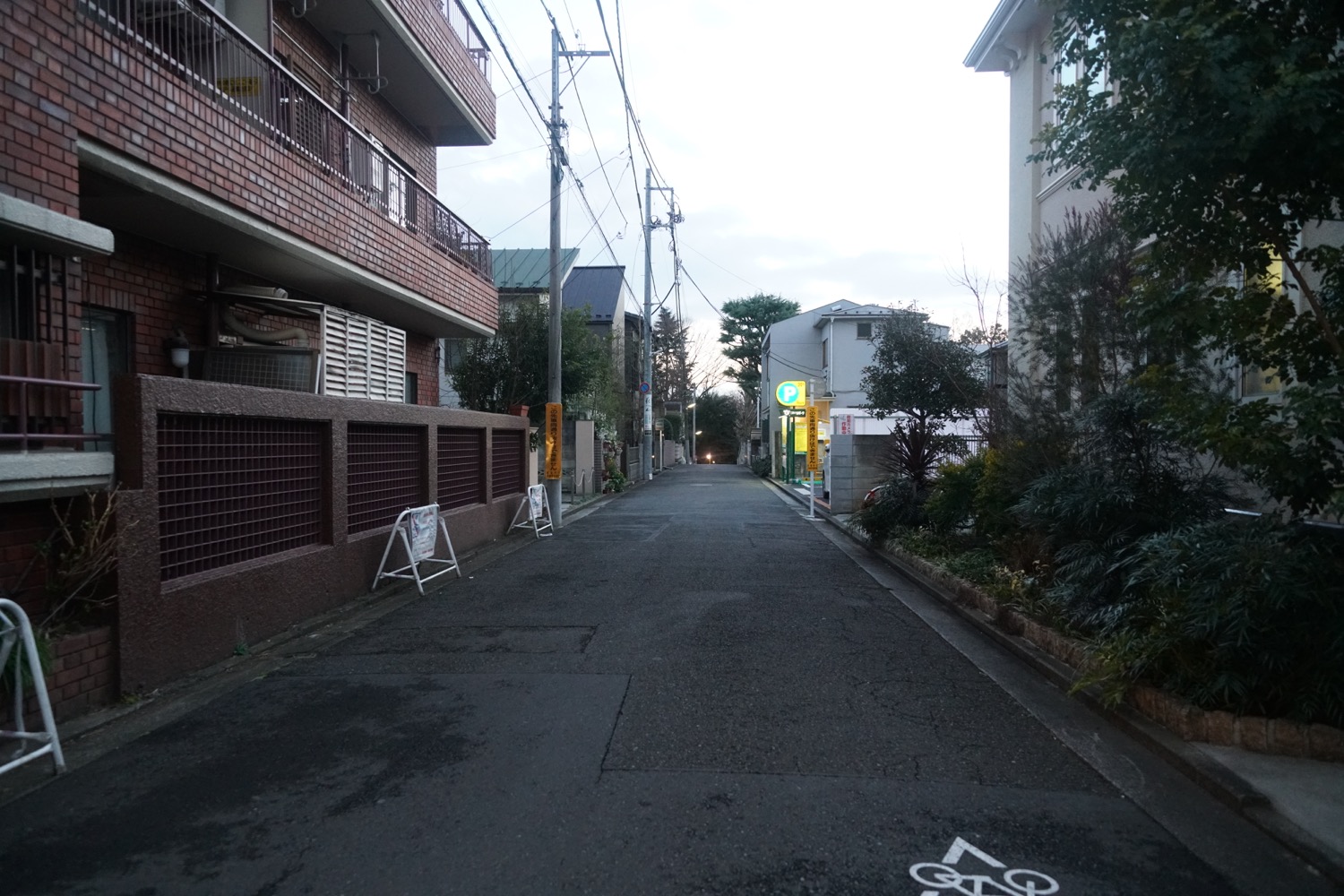 駅から公園までのメイン通りの脇道たちは週末でも人が少ない